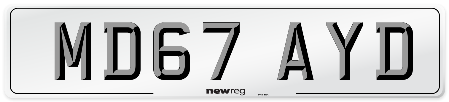 MD67 AYD Number Plate from New Reg